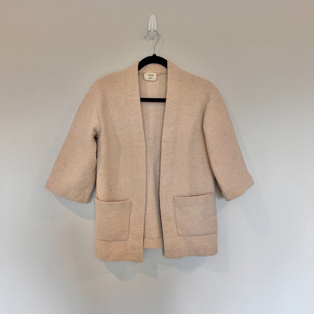 Wilfred Brullon Sweater Coat Beige Light Tan Boiled Merino Wool